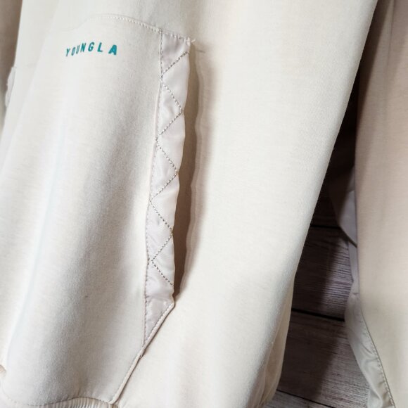 YoungLA Hoodie Sweatshirt Men's Medium Cream 521 Goat Graphic Spell Out Logo - Picture 9 of 16